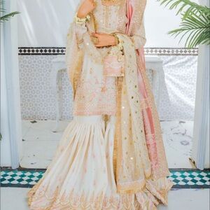 Elegant Cream and Gold Lehenga